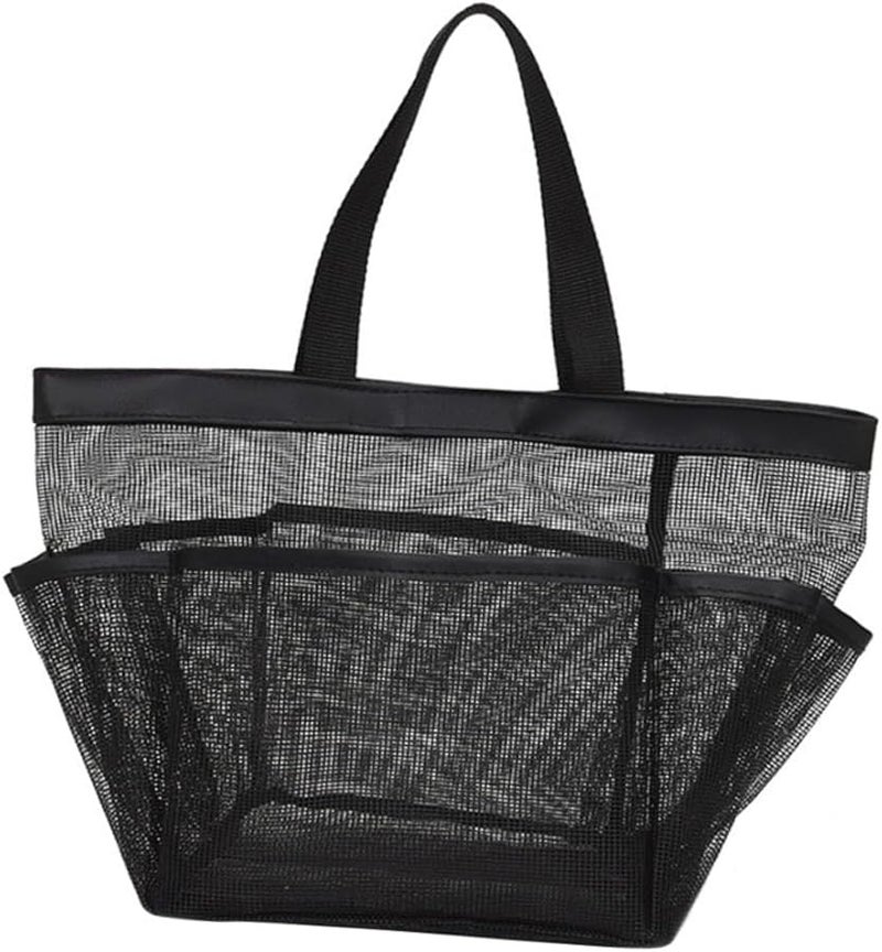 Large Capacity Mesh Beach Shower Tote Portable Toiletry Bag Black - Image 1